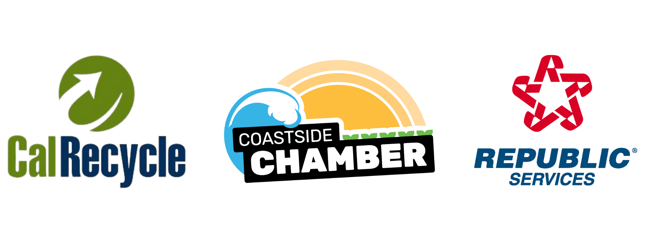 Logos for Cal Recycle, the Coastside Chamber of Commerce, and Republic Services